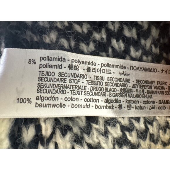 ZARA Striped Small Button-Up Cardigan Sweater Navy Blue & Cream Cotton Blend NWT - Picture 5 of 13